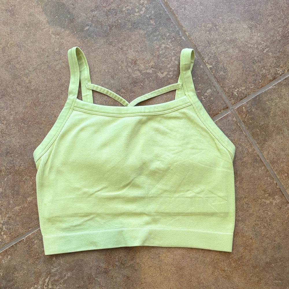 Lime Green Strappy Crop Top/ sport bra